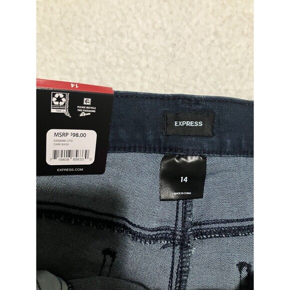 Express Women’s Skinny Jeans Size 14 Dark Wash Stretch Denim Mid Rise NWT - Picture 10 of 12